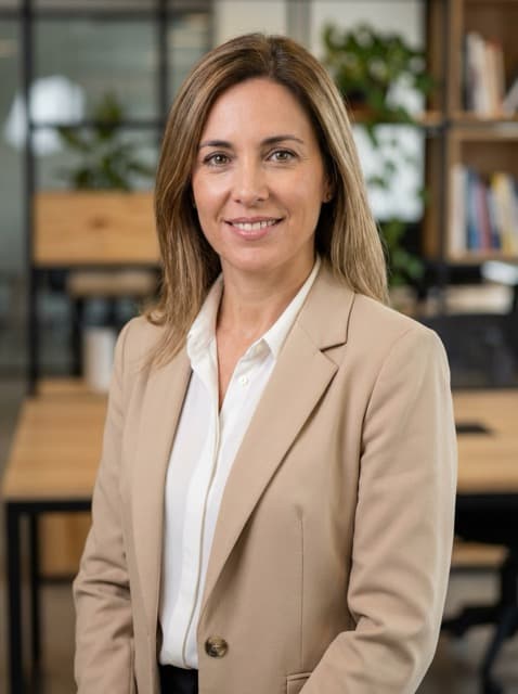 Beige jacket, white blouse - Contemporary office furniture