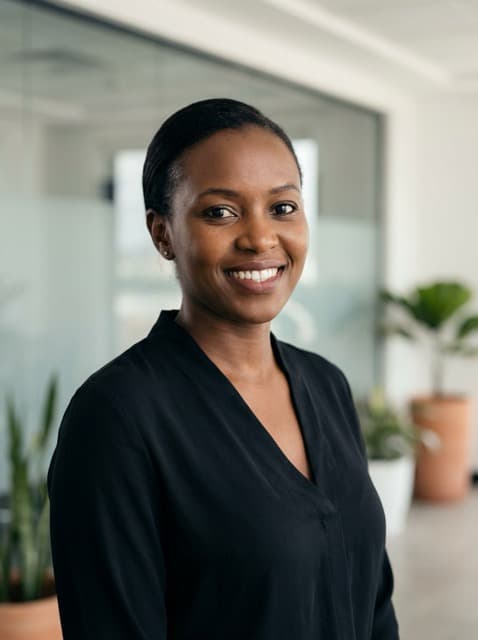 Black blouse - Modern office with gentle blur