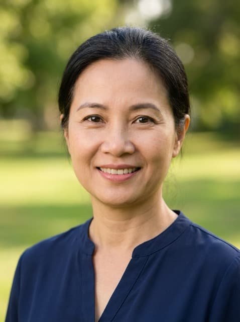 Navy blouse - Gentle park with shallow blur