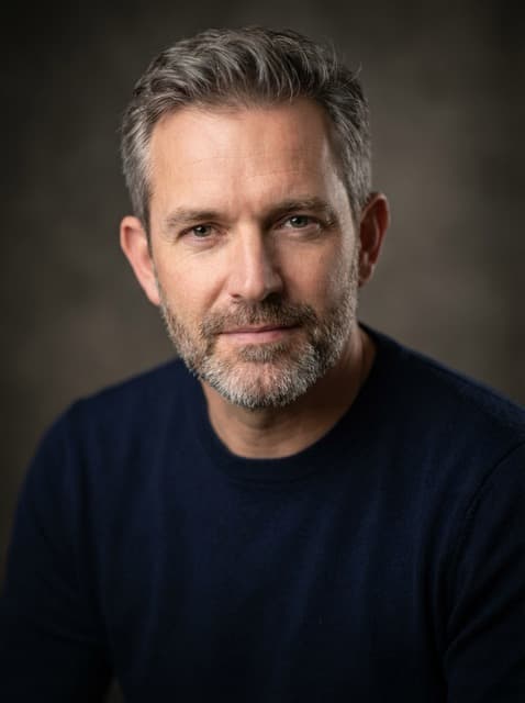 Navy crew neck sweater - Dark cinematic backdrop